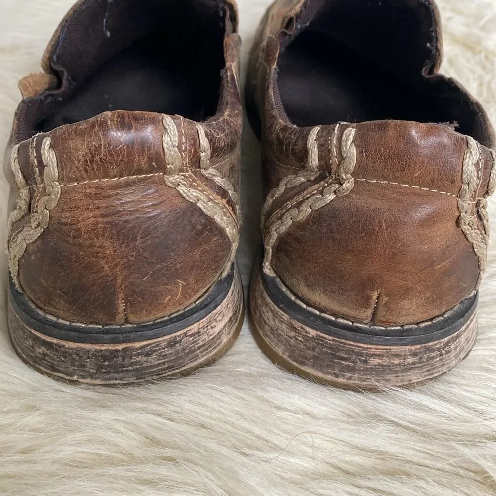 Bed Stu Men's Brown Leather Slip-On Loafers Distressed Rugged Look sz 12.5